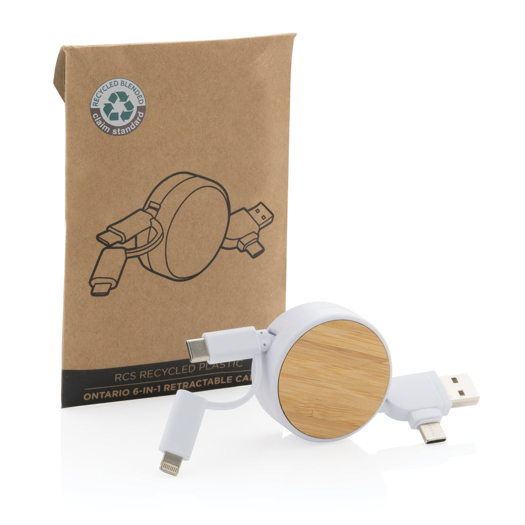 Ontario 6-i-1 utdragbar kabel i RCS återvunnen plast