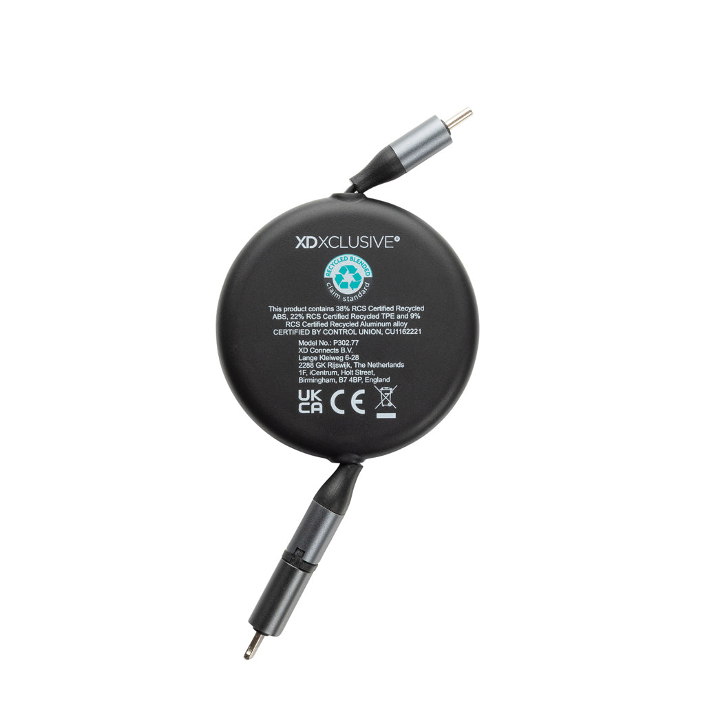 Terra RCS återvunnen aluminium 240W utdragbar 2-i-1 kabel
