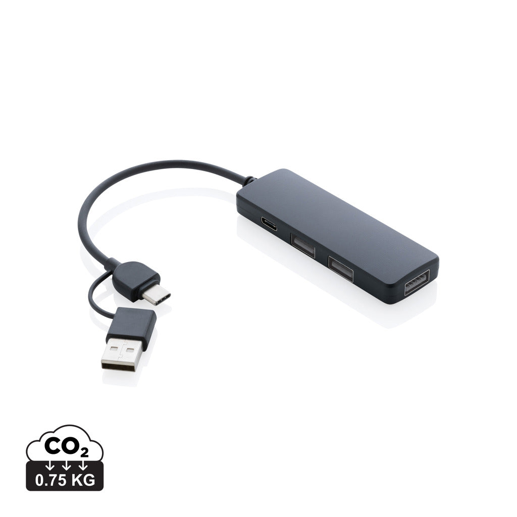 USB hub i RCS återvunnen plast med dubbel input