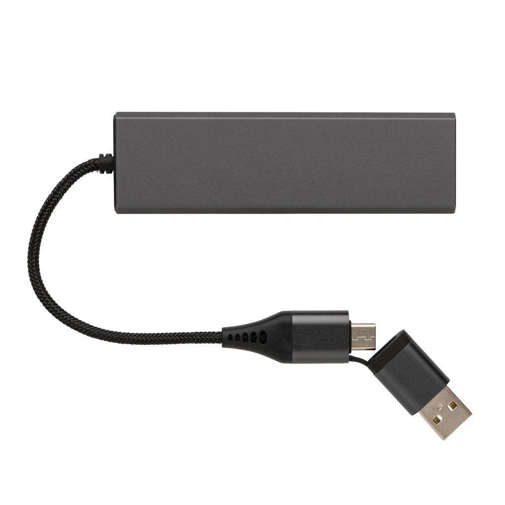 Terra hub med 3 USB portar i RCS återvunnen aluminium