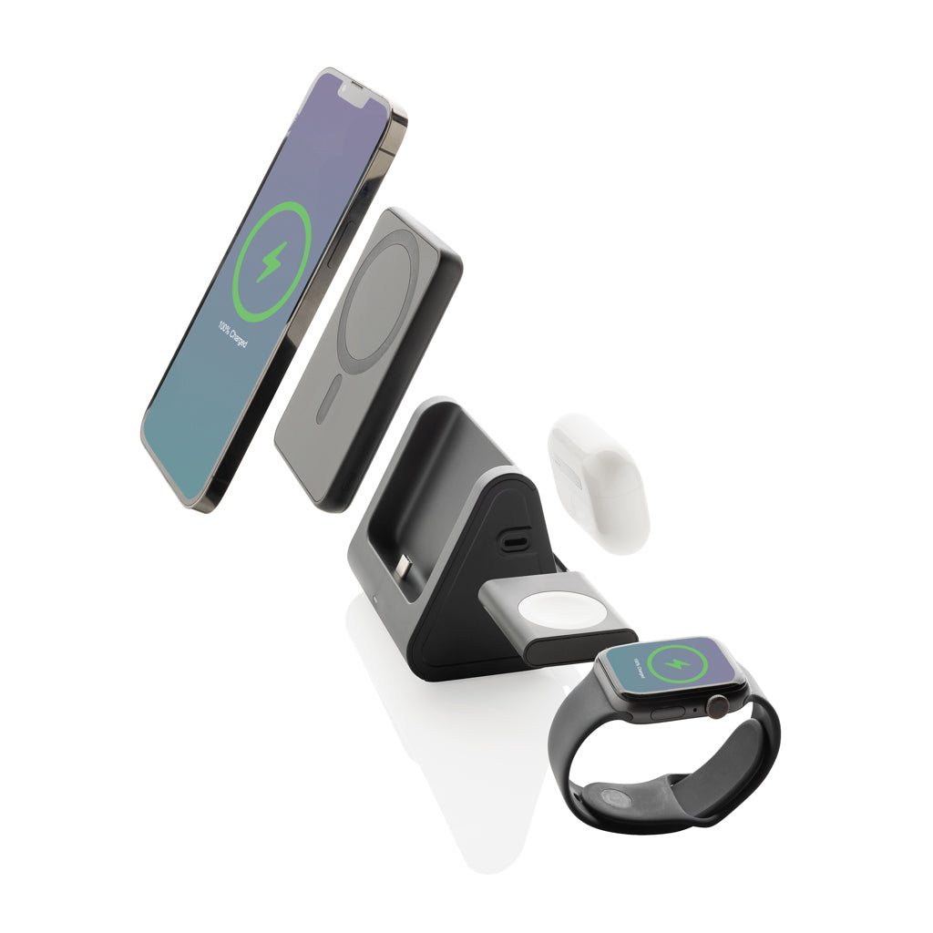 Powerbase 3-i-1-laddare med powerbank i RCS återvunnen plast