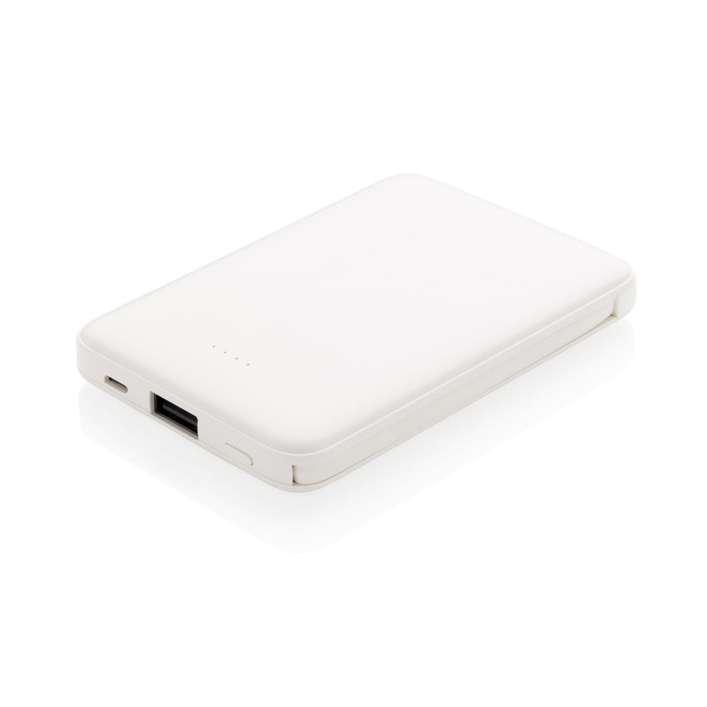 5.000 mAh powerbank i fickformat med integrerade kablar