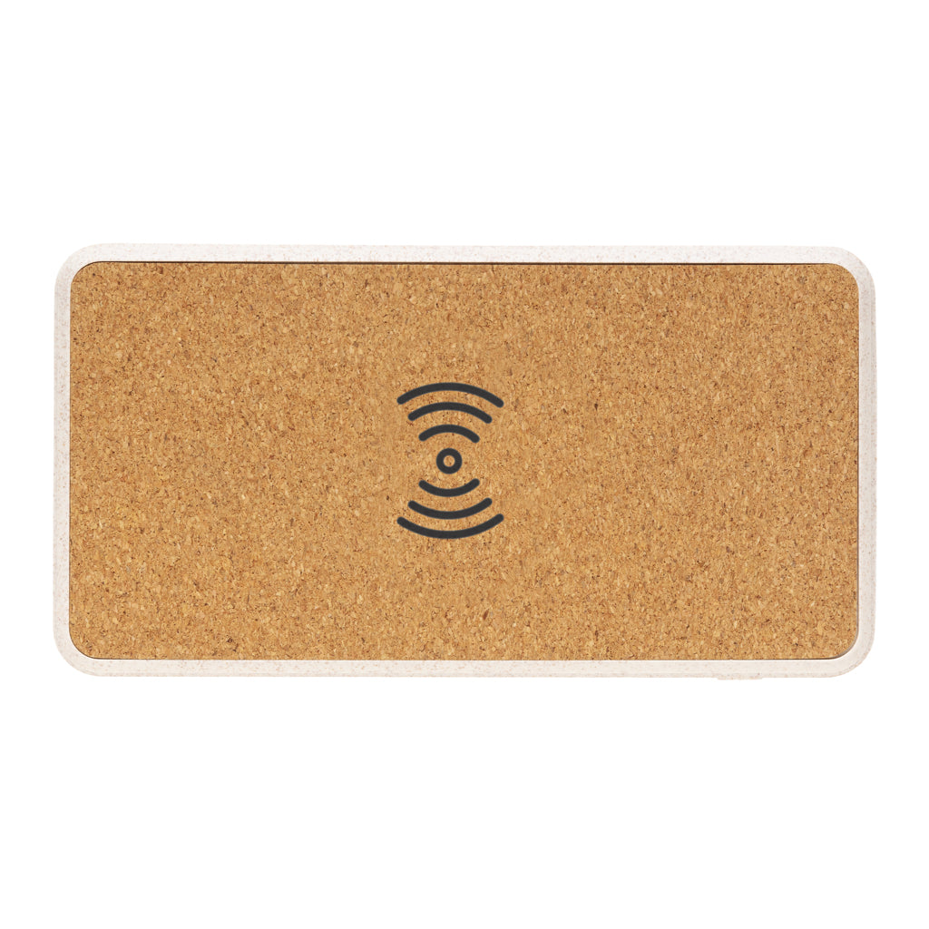 Kork och vete 8.000 mAh powerbank med 5W trådlös laddning