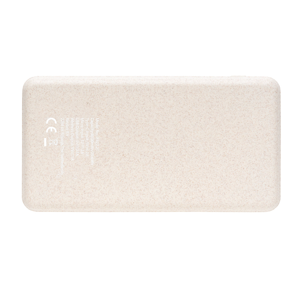 Kork och vete 8.000 mAh powerbank med 5W trådlös laddning