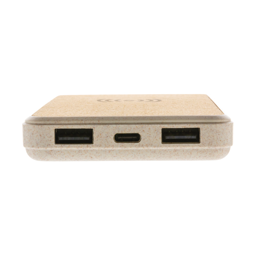 Kork och vete 8.000 mAh powerbank med 5W trådlös laddning