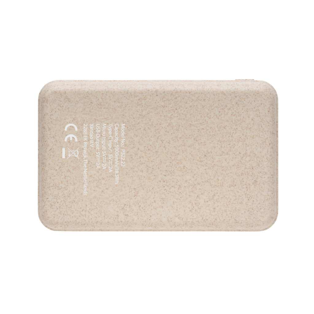 Kork och vete 5.000 mAh fickpowerbank
