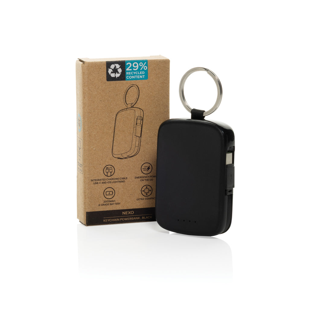 Nexo RCS nyckelringspowerbank 2000 mAh med integrerade kabla