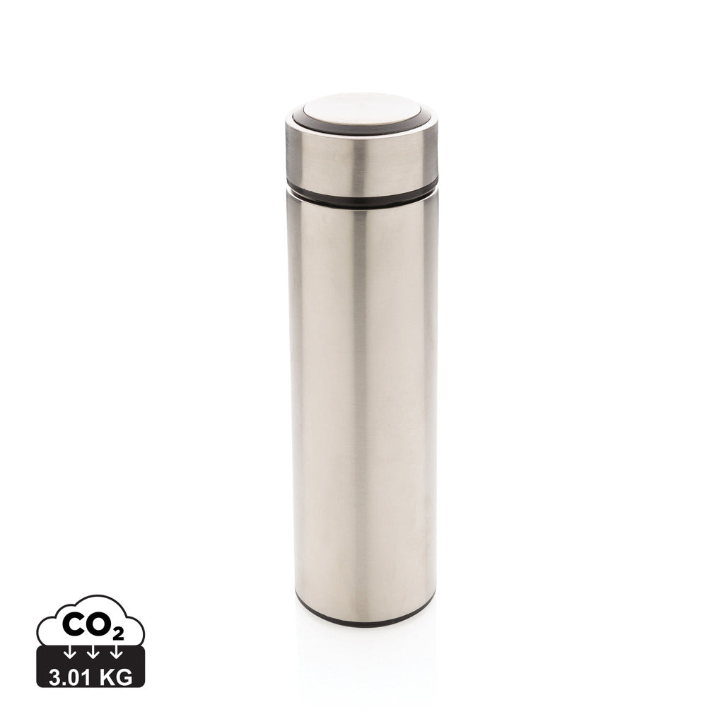Vakuumflaska i stainless steel med lock i borstad metall