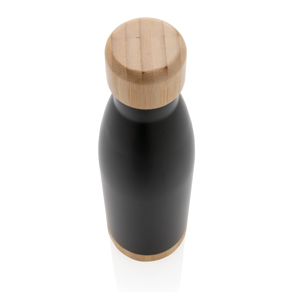 Vakuum stainless steel flaska med kork och botten i bambu
