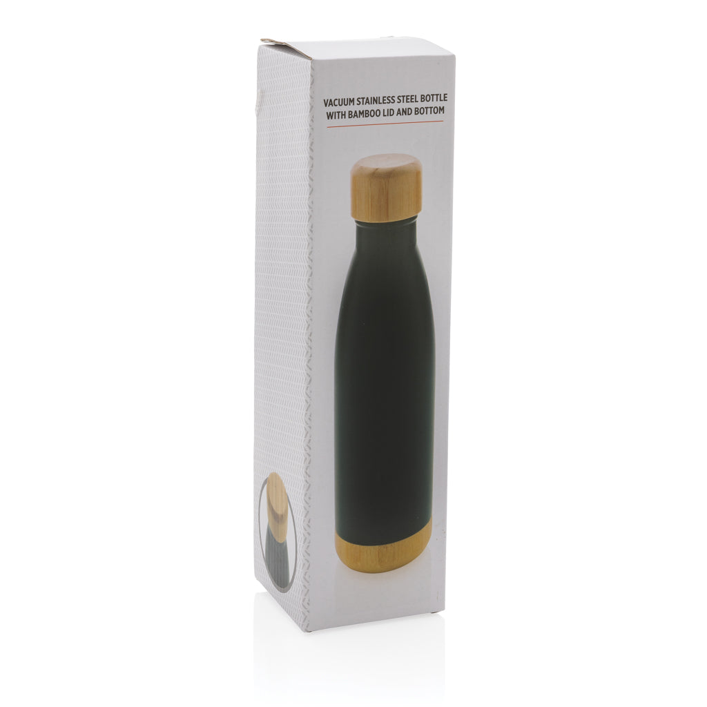 Vakuum stainless steel flaska med kork och botten i bambu