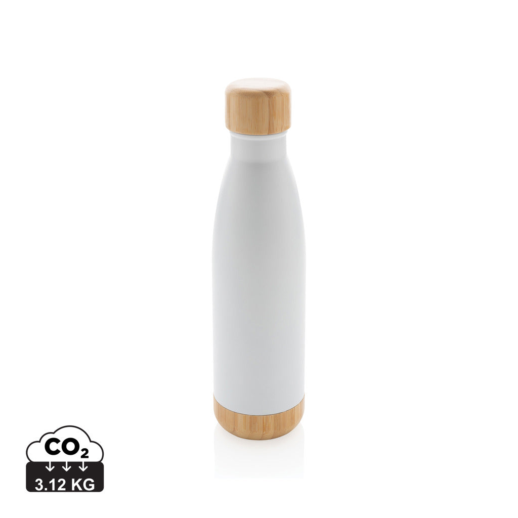 Vakuum stainless steel flaska med kork och botten i bambu