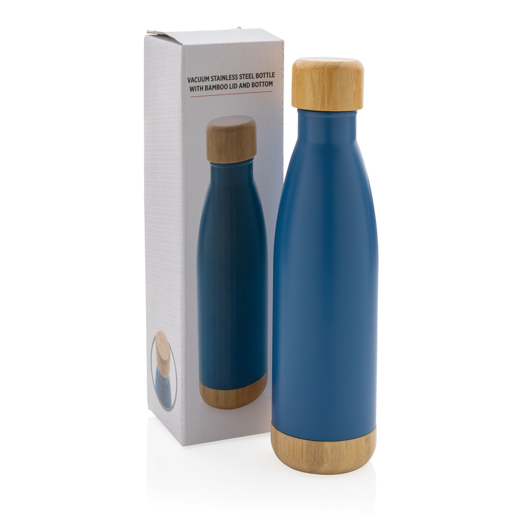 Vakuum stainless steel flaska med kork och botten i bambu