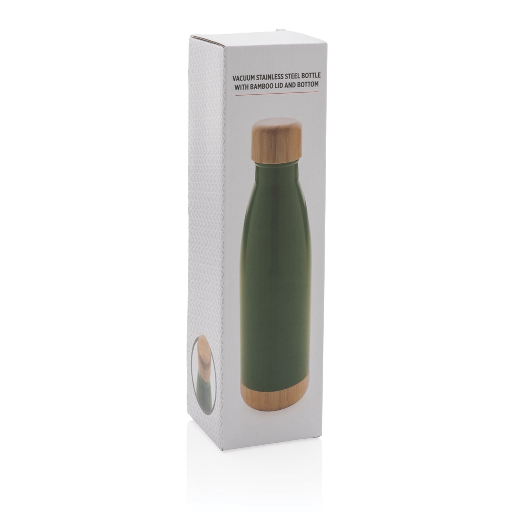 Vakuum stainless steel flaska med kork och botten i bambu