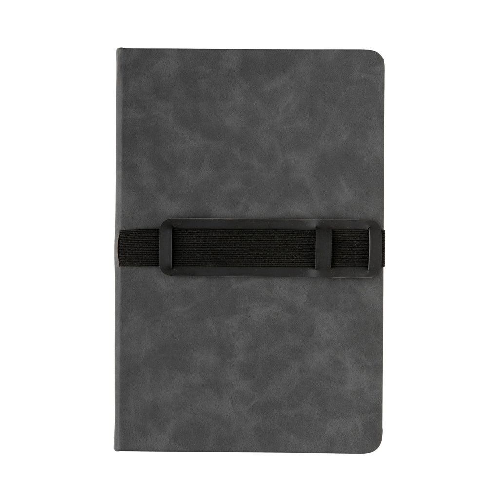 A5 hardcover PU anteckningsbok med mobil och-pennhållare