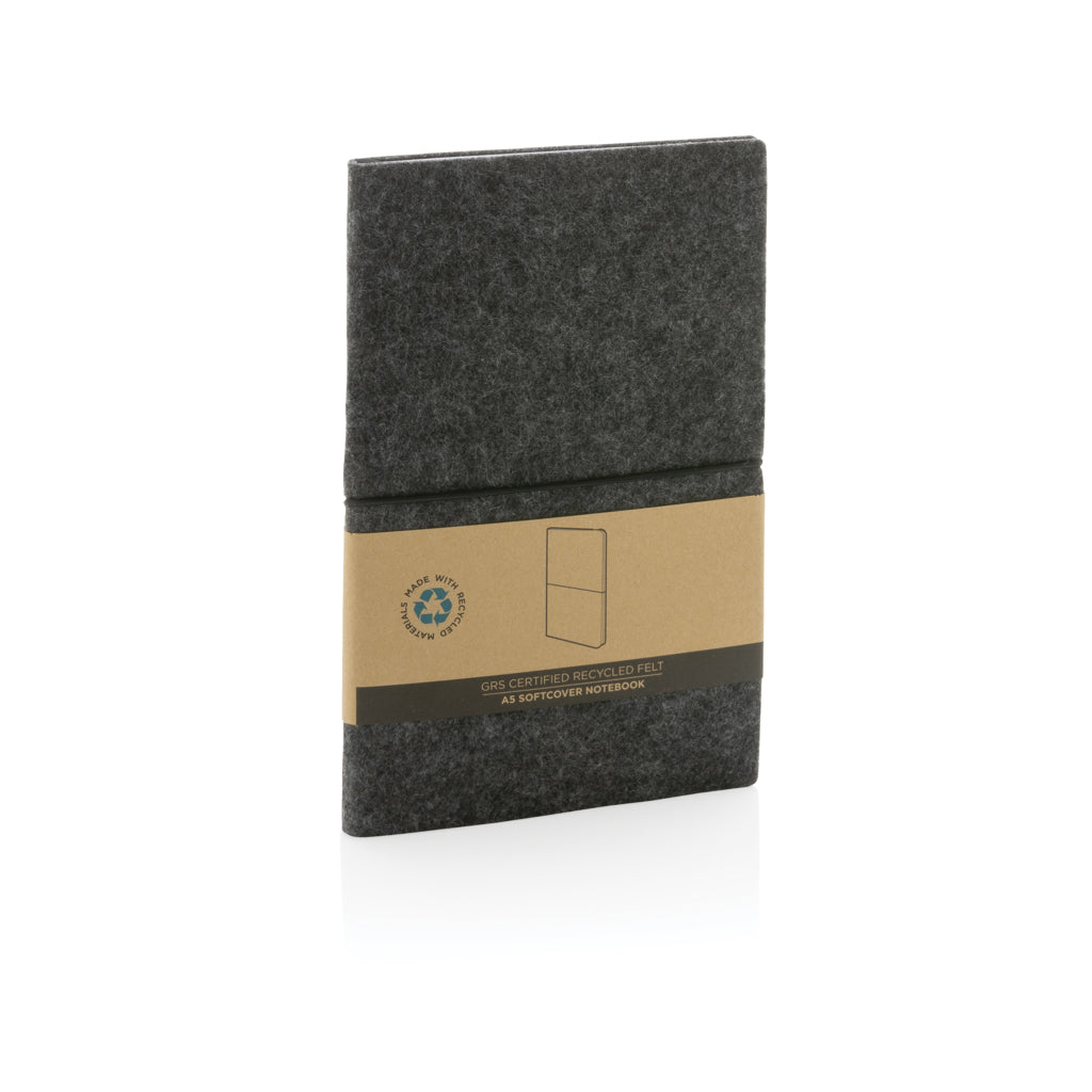 A5 softcover filt anteckningsbok GRS certifierad