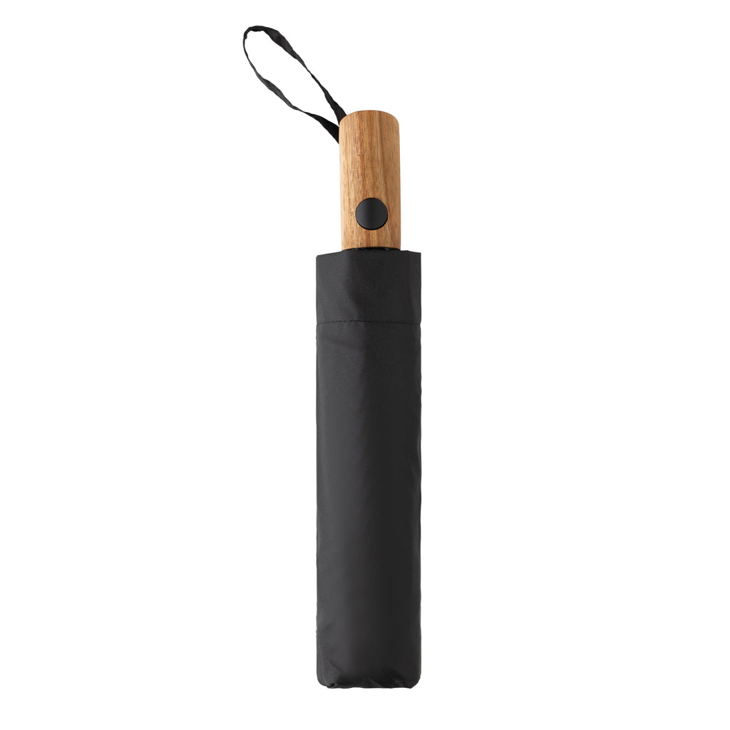Kaycey 21” AWARE™ RPET Acacia trä mini paraply auto open