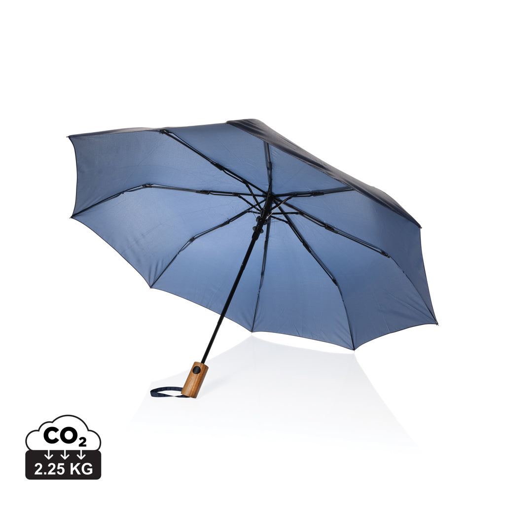 Kaycey 21” AWARE™ RPET Acacia trä mini paraply automatisk öp
