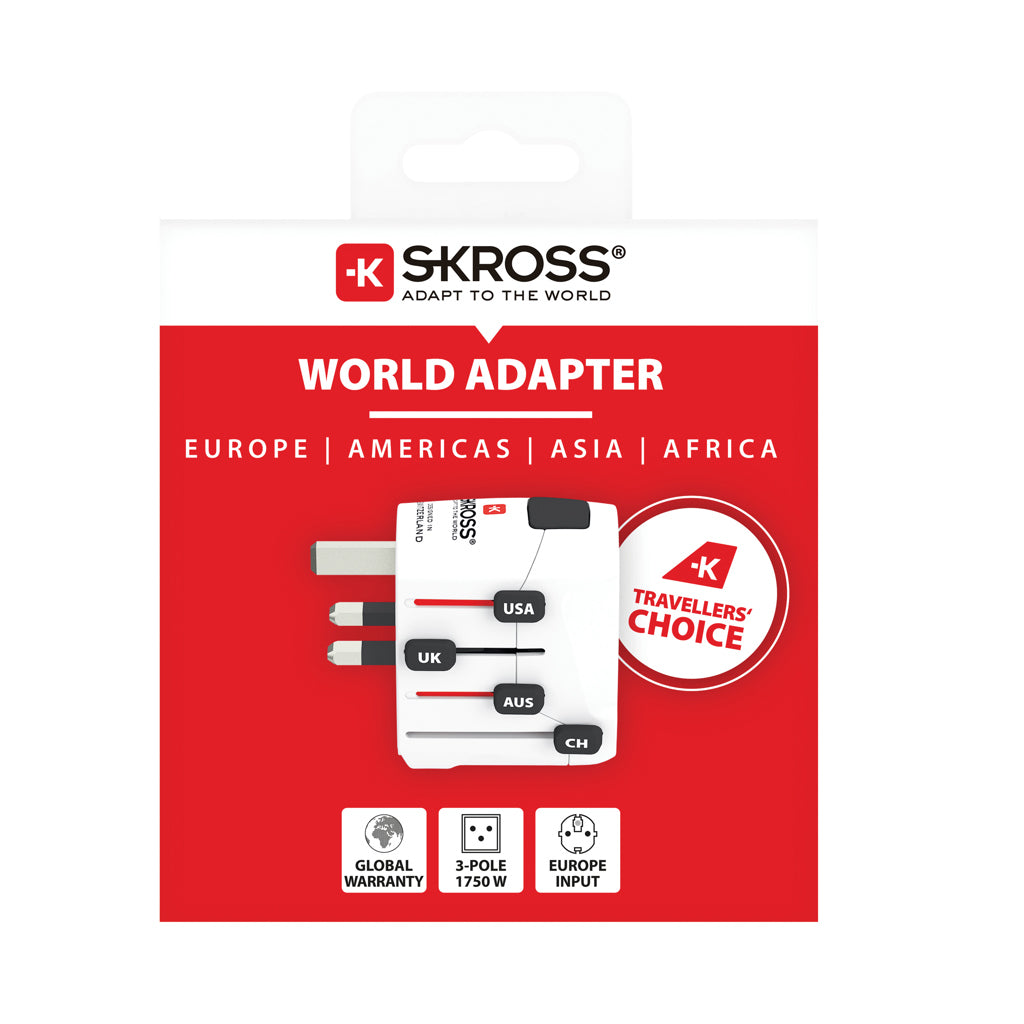 SKROSS Pro 3-polig världsreseadapter