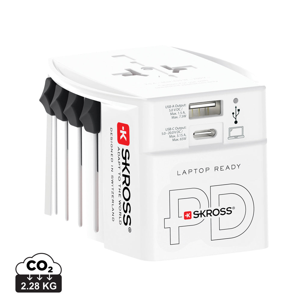 SKROSS världsreseadapter MUV 65W PD med USB C-kabel