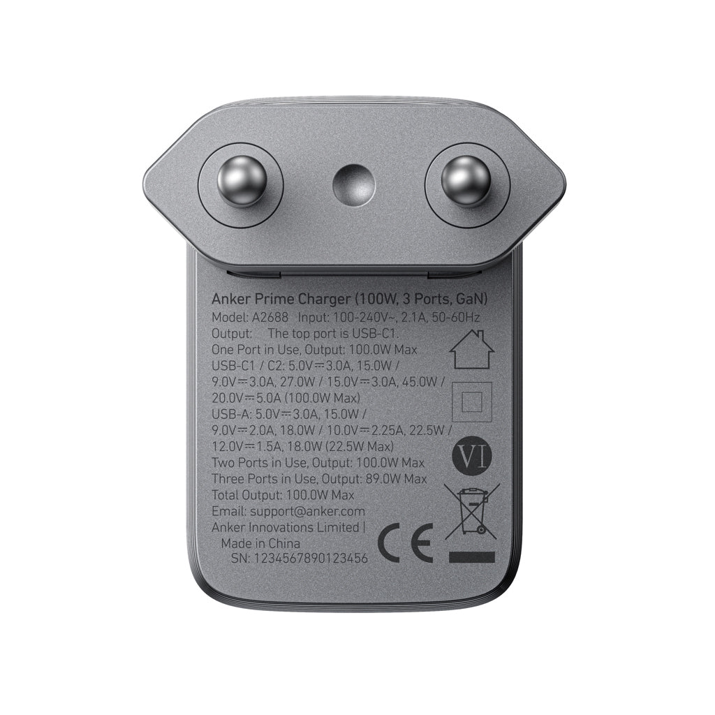 Anker Prime laddare (100W, 3 Ports, GaN)