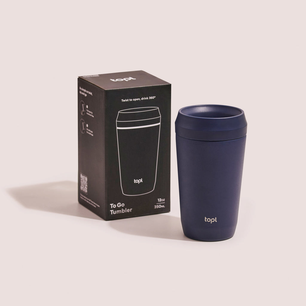 Topl To Go-glas i återvunnet stål Patenterat 360-lock 354 ml