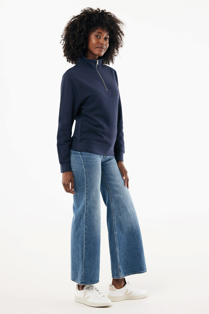 IQONIQ Elgon tröja i återvunnen bomull med kvartlång dragked