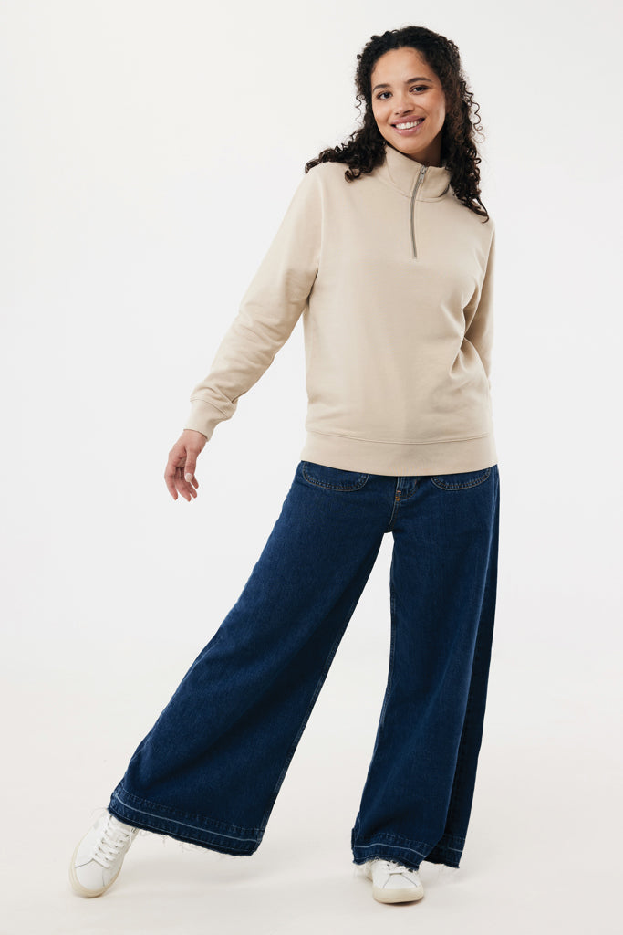 IQONIQ Elgon tröja i återvunnen bomull med kvartlång dragked